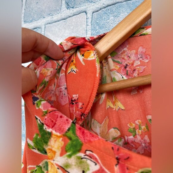 La Cera Button Front Short Sleeve coral floral print Dress  size 1X - Picture 6 of 10